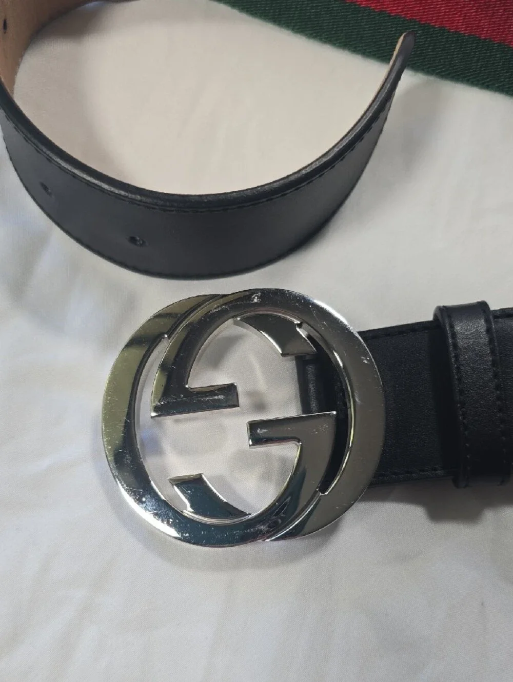 Gucci Men's Green and Red Web Belt